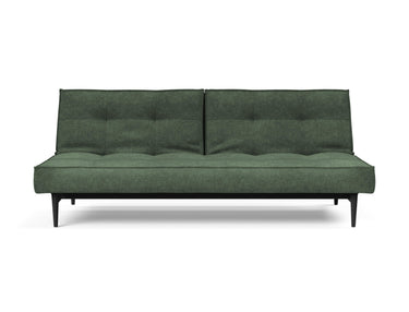 Splitback Styletto Black Wood sovesofa i 281 Avella Pine Green, set forfra