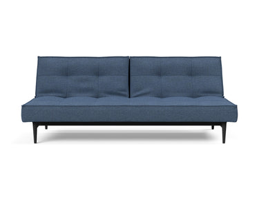 Splitback Styletto Black Wood sovesofa i 302 Weda Blue, set forfra