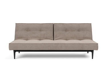 Splitback Styletto Black Wood sovesofa i 318 Cordufine Beige, set forfra