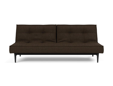 Splitback Styletto Black Wood sovesofa i 358 Taura Chocco, set forfra