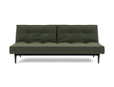 Splitback Styletto Black Wood sovesofa i 413 Esina Olive Green, set forfra