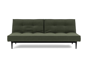 Splitback Styletto Black Wood sovesofa i 413 Esina Olive Green, set forfra