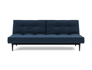 Splitback Styletto Black Wood sovesofa i 414 Esina Indigo Blue, set forfra
