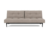 Splitback Styletto Black Wood sovesofa i 472 Yuveno Warm Grey, set forfra