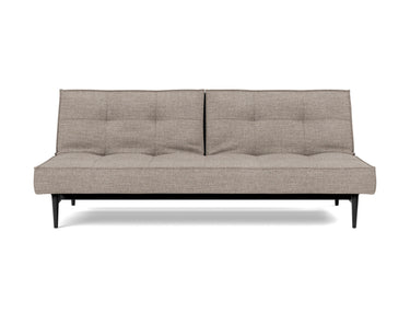Splitback Styletto Black Wood sovesofa i 472 Yuveno Warm Grey, set forfra