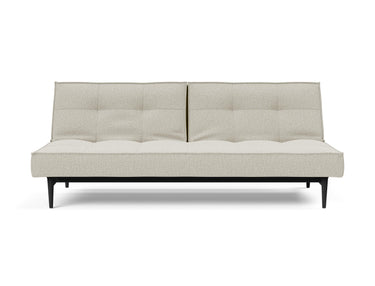 Splitback Styletto Black Wood sovesofa i 527 Mixed Dance Natural, set forfra