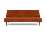 Splitback Styletto Black Wood sovesofa i 595 Corduroy Burnt Orange, set forfra