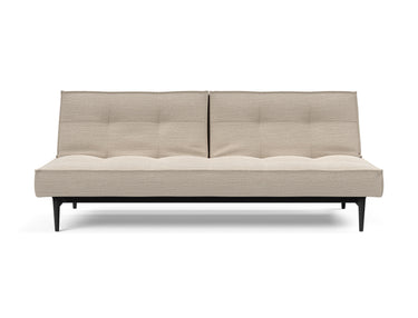 Splitback Styletto Black Wood sovesofa i 612 Blida Sand Grey, set forfra