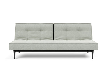 Splitback Styletto Black Wood sovesofa i 888 Mozart Slate Brown, set forfra