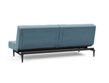 Splitback Styletto Black Wood sovesofa i 525 Mixed Dance Light Blue, set skråt bagfra