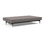 Splitback Styletto Dark Wood sovesofa i 521 Mixed Dance Grey, slået ud til seng