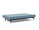 Splitback Styletto Black Wood sovesofa i 525 Mixed Dance Light Blue, slået ud til seng