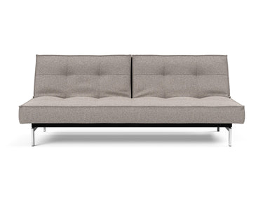Splitback Chrome sovesofa i 321 Corocco Warm Grey, set forfra