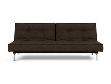 Splitback Chrome sovesofa i 358 Taura Chocco, set forfra