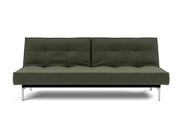 Splitback Chrome sovesofa i 413 Esina Olive Green, set forfra