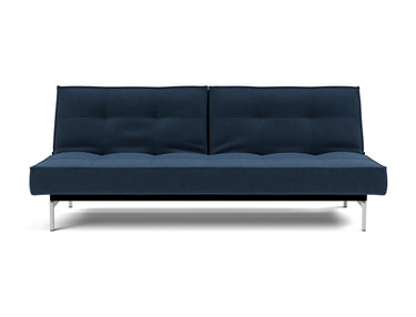 Splitback Chrome sovesofa i 414 Esina Indigo Blue, set forfra