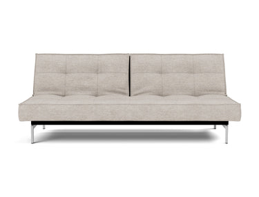 Splitback Chrome sovesofa i 471 Yuveno Sand, set forfra