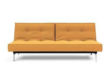 Splitback Chrome sovesofa i 536 Bouclé Ochre, set forfra