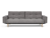 Splitback Styletto Light Wood sovesofa med armlæn i 282 Avella Warm Grey, set forfra