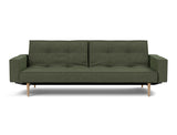 Splitback Styletto Light Wood sovesofa med armlæn i 353 Taura Forest, set forfra