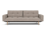 Splitback Styletto Light Wood sovesofa med armlæn i 472 Yuveno Warm Grey, set forfra
