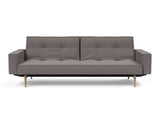 Splitback Styletto Light Wood sovesofa med armlæn i 521 Mixed Dance Grey, set forfra