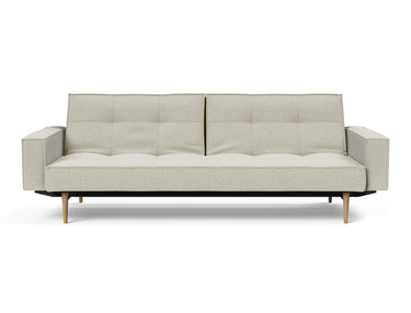 Splitback Styletto Light Wood sovesofa med armlæn i 527 Mixed Dance Natural, set forfra