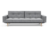 Splitback Styletto Light Wood sovesofa med armlæn i 565 Twist Granite, set forfra