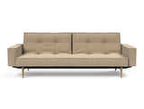 Splitback Styletto Light Wood sovesofa med armlæn i 587 Phobos Mocha, set forfra