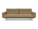 Splitback Styletto Light Wood sovesofa med armlæn i 860 Yogia Olive Brown, set forfra