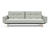 Splitback Styletto Light Wood sovesofa med armlæn i 888 Mozart Slate Brown, set forfra