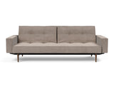 Splitback Styletto Dark Wood sovesofa med armlæn i 318 Cordufine Beige, set forfra