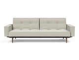 Splitback Styletto Dark Wood sovesofa med armlæn i 527 Mixed Dance Natural, set forfra