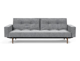 Splitback Styletto Dark Wood sovesofa med armlæn i 565 Twist Granite, set forfra
