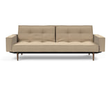 Splitback Styletto Dark Wood sovesofa med armlæn i 587 Phobos Mocha, set forfra
