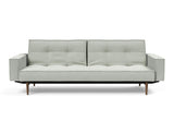 Splitback Styletto Dark Wood sovesofa med armlæn i 888 Mozart Slate Brown, set forfra