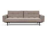 Splitback Styletto Black Wood sovesofa med armlæn i 318 Cordufine Beige, set forfra