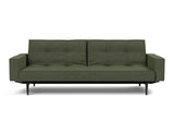 Splitback Styletto Black Wood sovesofa med armlæn i 353 Taura Forest, set forfra