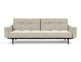 Splitback Styletto Black Wood sovesofa med armlæn i 357 Taura Off White, set forfra