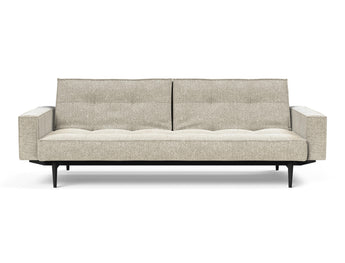 Splitback Styletto Black Wood sovesofa med armlæn i 357 Taura Off White, set forfra