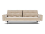 Splitback Styletto Black Wood sovesofa med armlæn i 410 Esina Almond, set forfra