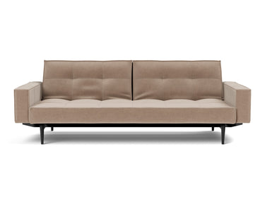 Splitback Styletto Black Wood sovesofa med armlæn i 417 Esina Mocha, set forfra