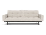 Splitback Styletto Black Wood sovesofa med armlæn i 470 Yuveno Natural, set forfra