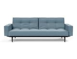 Splitback Styletto Black Wood sovesofa med armlæn i 525 Mixed Dance Light Blue, set forfra