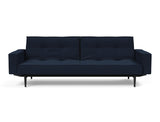 Splitback Styletto Black Wood sovesofa med armlæn i 528 Mixed Dance Blue, set forfra
