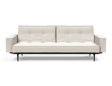 Splitback Styletto Black Wood sovesofa med armlæn i 531 Bouclé Off White, set forfra
