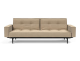 Splitback Styletto Black Wood sovesofa med armlæn i 587 Phobos Mocha, set forfra