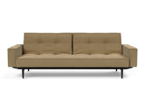 Splitback Styletto Black Wood sovesofa med armlæn i 860 Yogia Olive Brown, set forfra