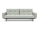 Splitback Styletto Black Wood sovesofa med armlæn i 888 Mozart Slate Brown, set forfra
