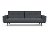 Splitback Styletto Black Wood sovesofa med armlæn i 894 Mozart Grey Bronze, set forfra